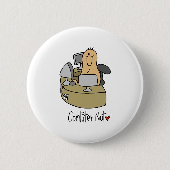 Badge Rond 5 Cm Fou d'informatique (Devant)