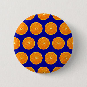 Badge Rond 5 Cm Fou sur des clémentines - bleu
