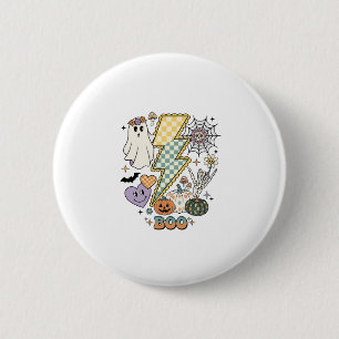 Badge Rond 5 Cm Foudre de fantôme de squelette de main de citrouil