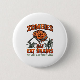 Badge Rond 5 Cm Fourchette Couteau Cerveau Halloween Manger Des Ce