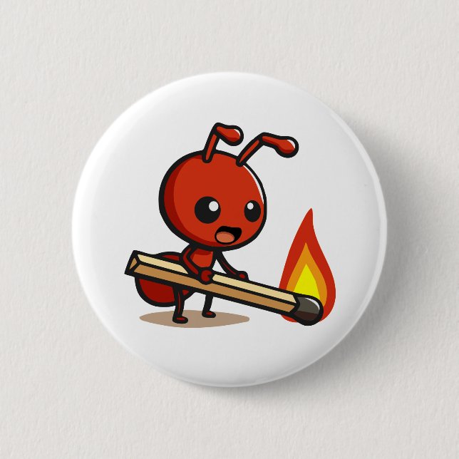 Badge Rond 5 Cm Fourmi de feu (Devant)