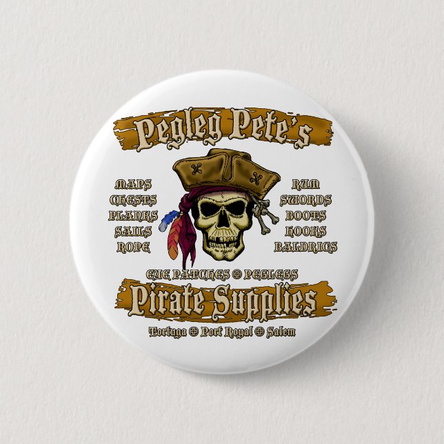 Badge Rond 5 Cm Fournitures de pirates de Pegleg Pete (Devant)