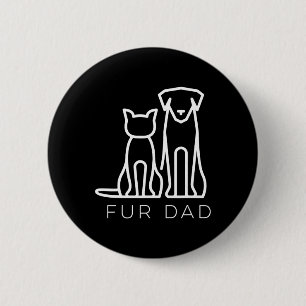 Badge Rond 5 Cm Fourrure Papa Pet Lover Chat Chien Papa Husbynd Fu