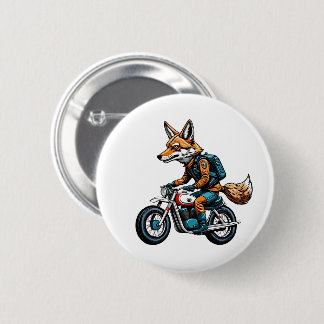 Badge Rond 5 Cm Fox à vélo