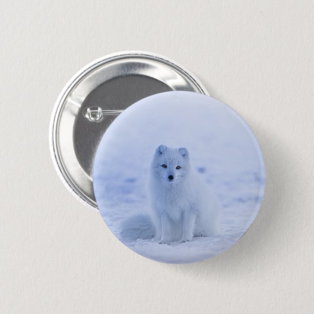 Badge Rond 5 Cm Fox arctique de l'Islande (Devant & derrière)