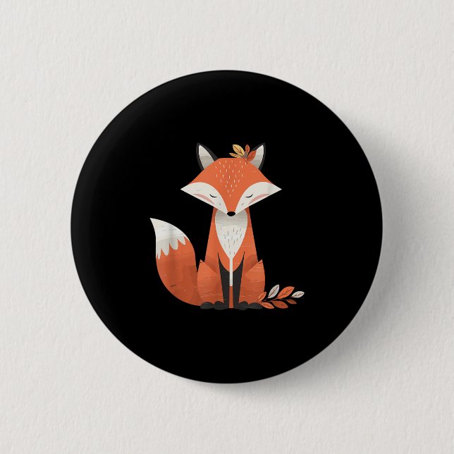 Badge Rond 5 Cm Fox Automne laisse de mignons animaux boisés autom (Devant)