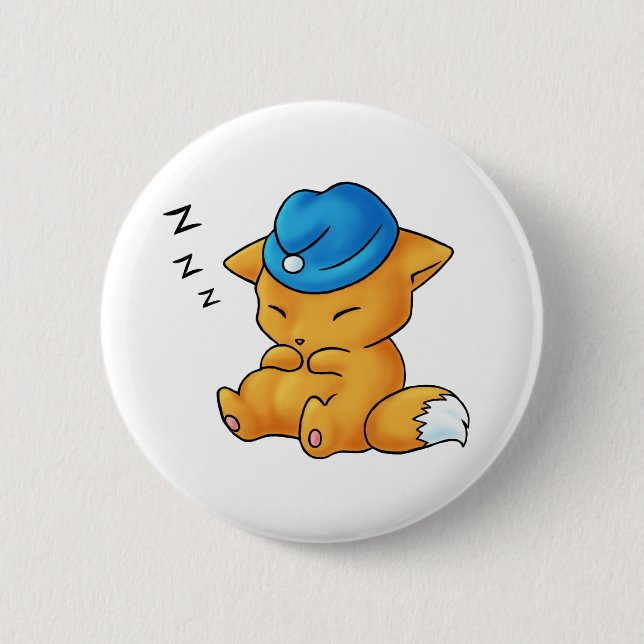 Badge Rond 5 Cm Fox de casquette de sommeil (Devant)
