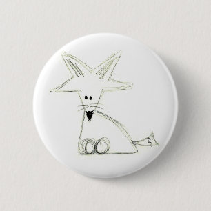 Badge Rond 5 Cm fox doodle black white gray simple kids drawing
