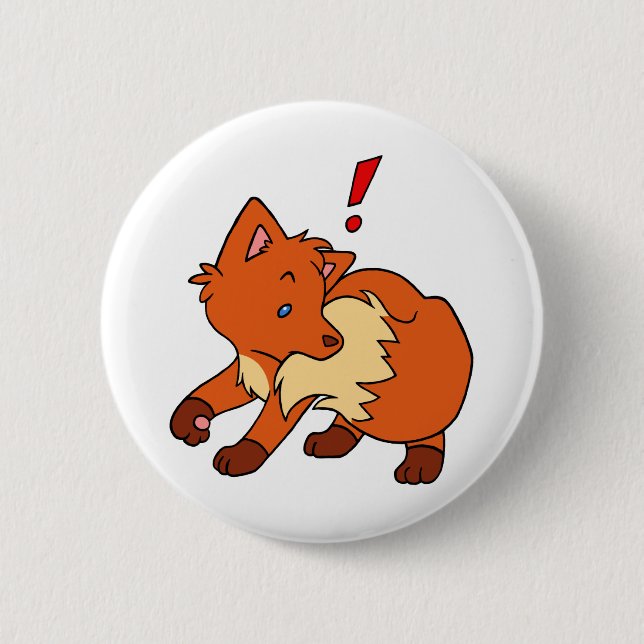 Badge Rond 5 Cm Fox effrayé (Devant)