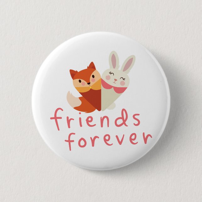 Badge Rond 5 Cm Fox et Rabbit Meilleur ami (Devant)