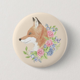 Badge Rond 5 Cm Fox floral