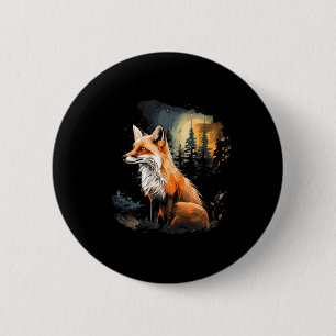 Badge Rond 5 Cm Fox Forest Nature Lover Mountains Randonnée Campin