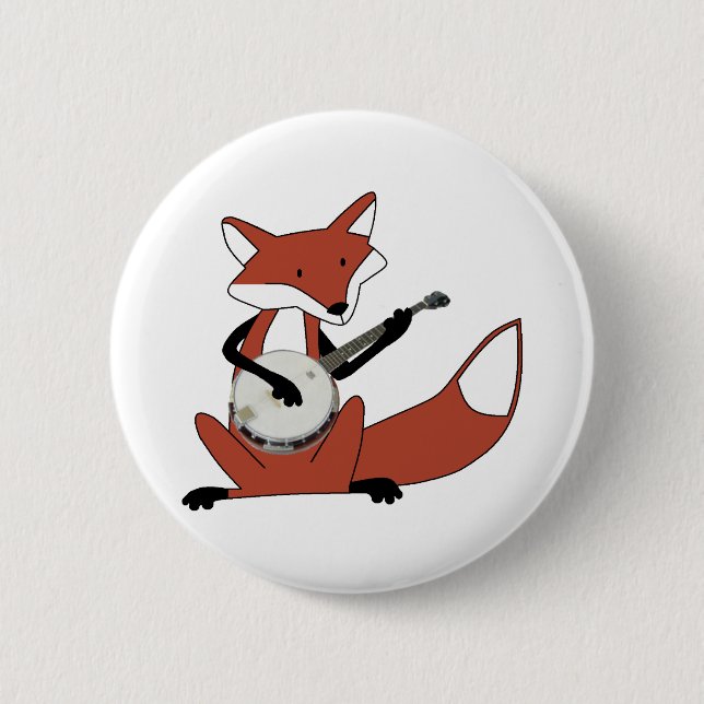 Badge Rond 5 Cm Fox jouant le banjo (Devant)