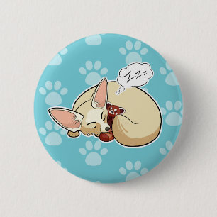 Badge Rond 5 Cm Fox mignon de Fennec dormant avec le panda rouge