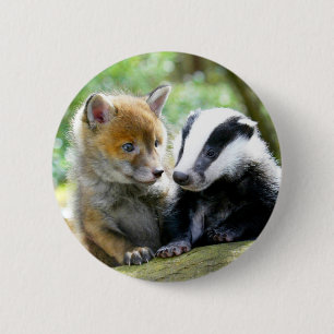 Badge Rond 5 Cm Foxcub & Badger Cute !
