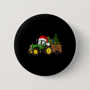Badge Rond 5 Cm Foyers de Noël Tracteur Arbre Lumières Santa Hat N