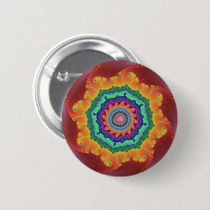 Badge Rond 5 Cm Fractage coloré rouge, orange et vert