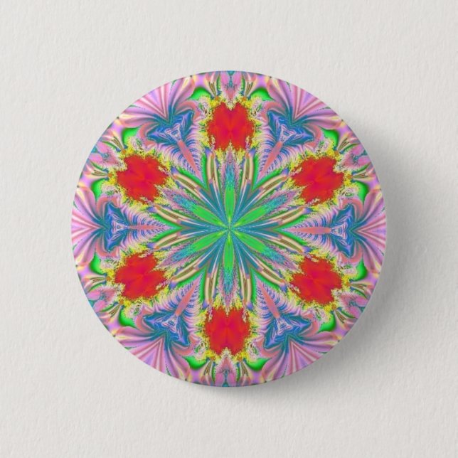 Badge Rond 5 Cm Fractal 2, Bouton (Devant)