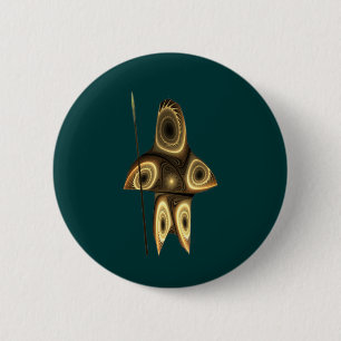 Badge Rond 5 Cm Fractal Inuit Hunter