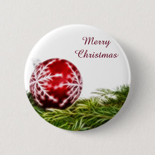 Badge Rond 5 Cm Fractale d'ornement et de sapin - Joyeux Noël