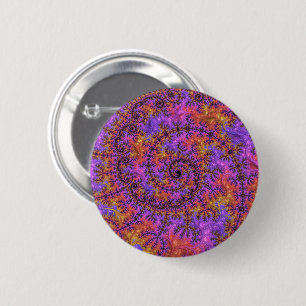 Badge Rond 5 Cm Fractale en spirale coloré funky tripant