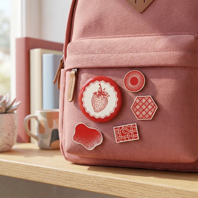 Badge Rond 5 Cm Fraise (Créateur téléchargé)