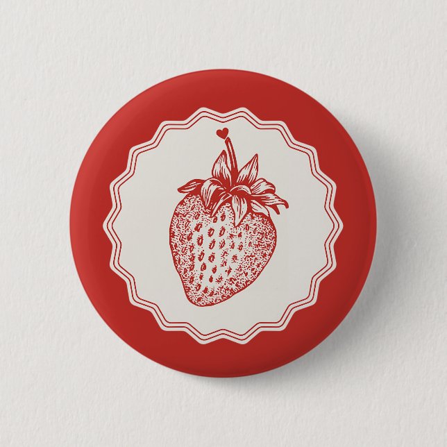 Badge Rond 5 Cm Fraise (Devant)