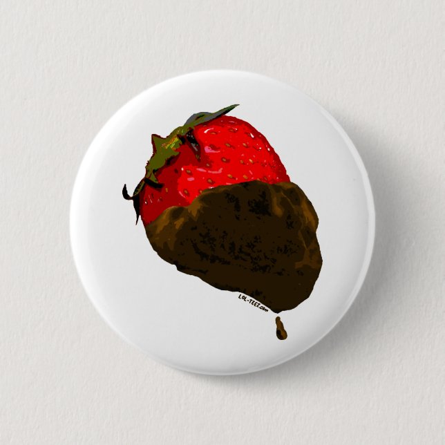 Badge Rond 5 Cm Fraise Chocolat-Couverte (Devant)