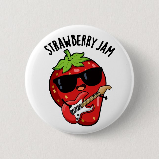 Badge Rond 5 Cm Fraise confiture Funky Fruit Pun (Devant)