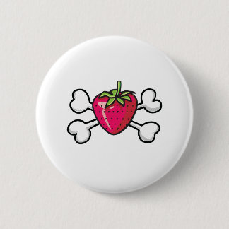 Badge Rond 5 Cm fraise Crâne et os croisés