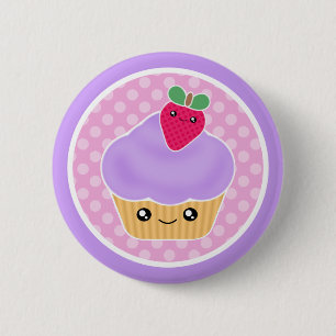 Badge Rond 5 Cm Fraise de petit gâteau de Kawaii
