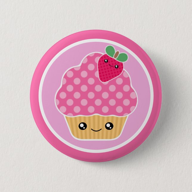 Badge Rond 5 Cm Fraise de petit gâteau de Kawaii (Devant)