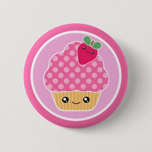 Badge Rond 5 Cm Fraise de petit gâteau de Kawaii