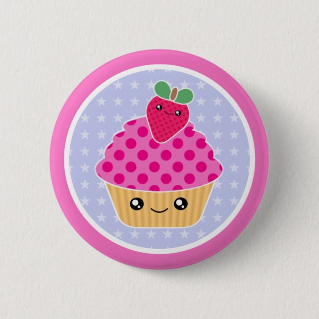 Badge Rond 5 Cm Fraise de petit gâteau de Kawaii (Devant)
