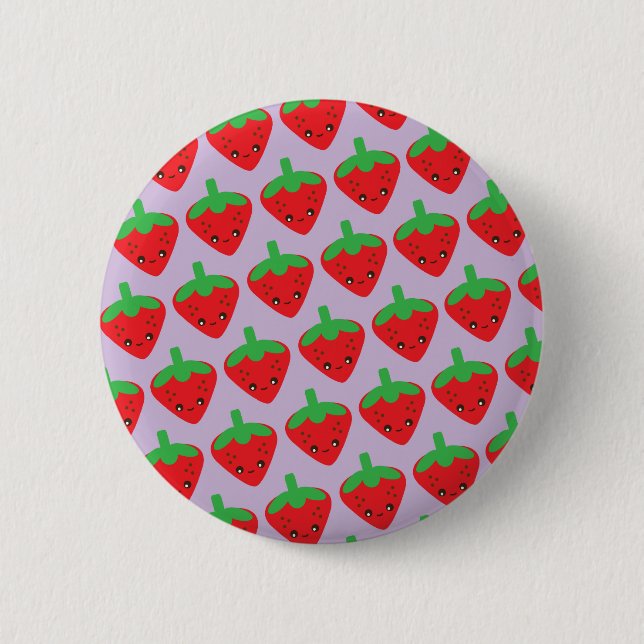 Badge Rond 5 Cm Fraise Kawaii (Devant)