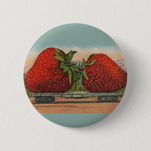 Badge Rond 5 Cm Fraises Giant Fruit Antique Fruit Amusant (Devant)