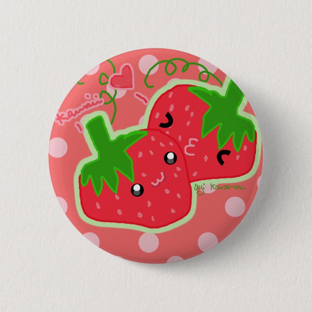 Badge Rond 5 Cm Fraises mignonnes ! (Devant)