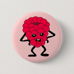Badge Rond 5 Cm Framboise aigre : Mauvaise Gang aux fruits