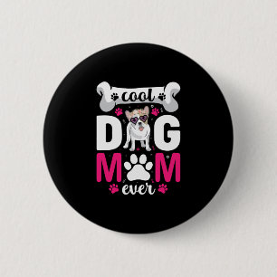 Badge Rond 5 Cm Français Bulldog Floral Sungles Plus Gros Moms