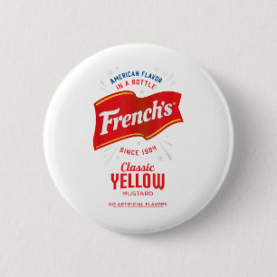 Badge Rond 5 Cm Français Clic Mustard Jaune Étiquette Costume de n
