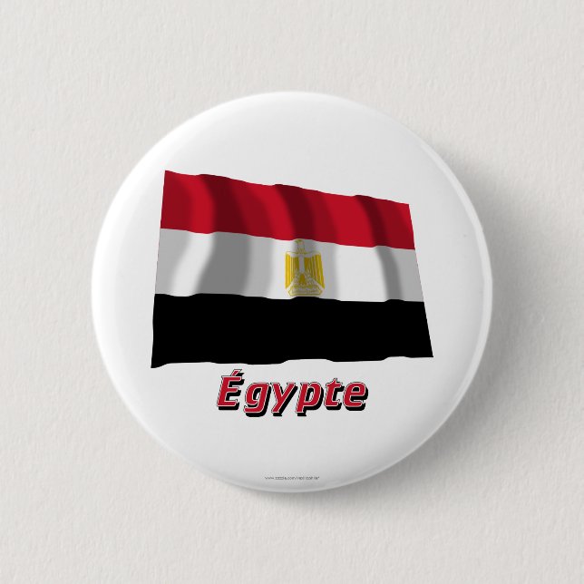 Badge Rond 5 Cm Français de Drapeau Égypte avec le nom en (Devant)