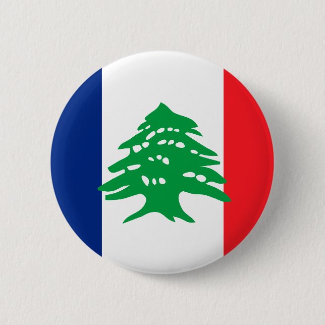 Badge Rond 5 Cm Français libanais, Liban (Devant)