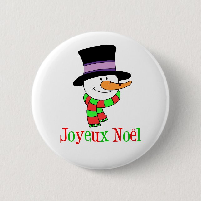 Badge Rond 5 Cm Français Noël Snowman Joyeux Noel (Devant)