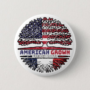 Badge Rond 5 Cm France France États-Unis Amérique États-Unis Arbre