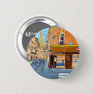Badge Rond 5 Cm France, Paris,Rue Dominique