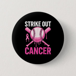 Badge Rond 5 Cm Frapper le cancer Ruban rose Baseball