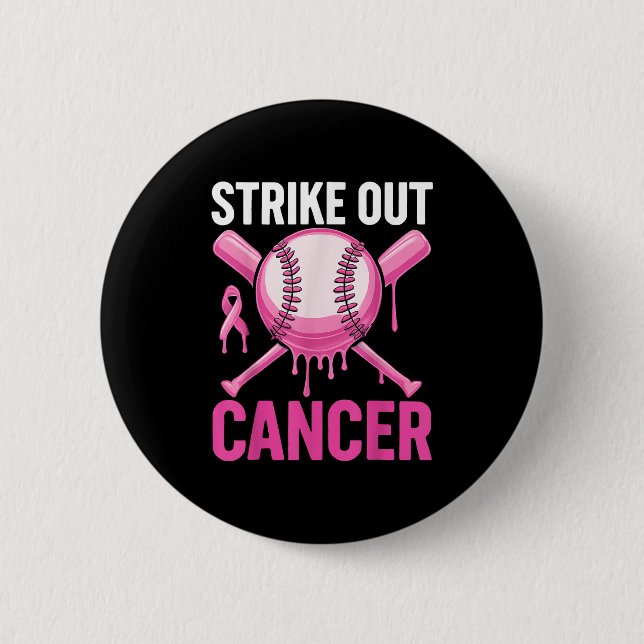 Badge Rond 5 Cm Frapper le cancer Ruban rose Baseball (Devant)