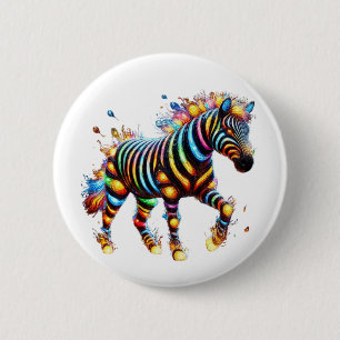 Badge Rond 5 Cm Frapper le charme Zèbre