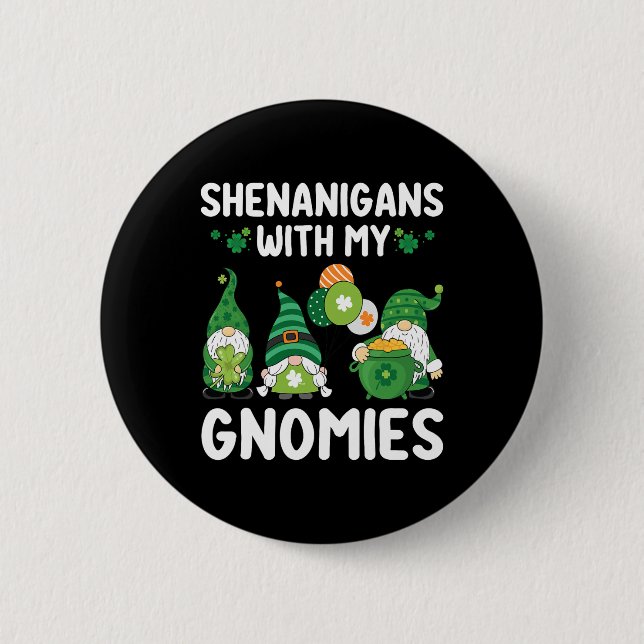 Badge Rond 5 Cm Fredonnements avec mes gnomes Joyeux Saint-Patrick (Devant)
