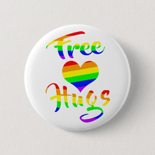 Badge Rond 5 Cm Free Hugs   LGBTQ+ Pride